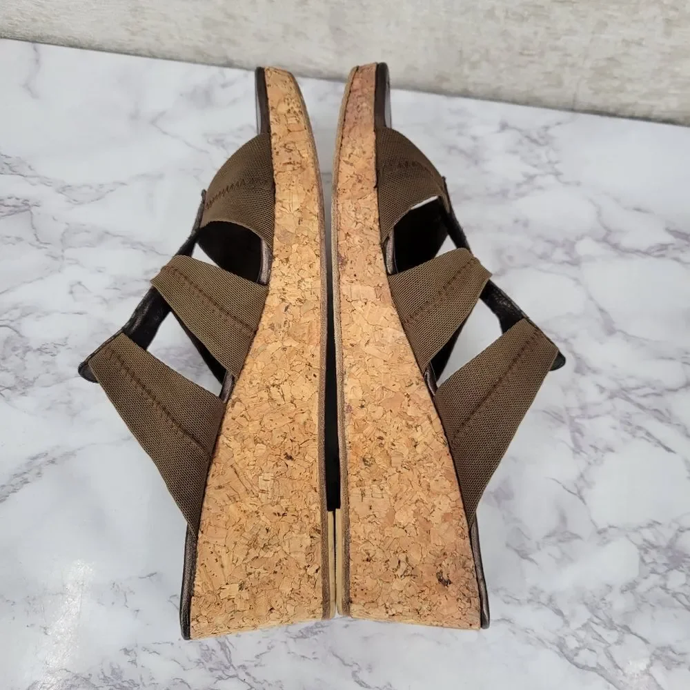 Donald Pliner Vintage Cork Wedge Slide Sandals with Snakeskin Leather Accent